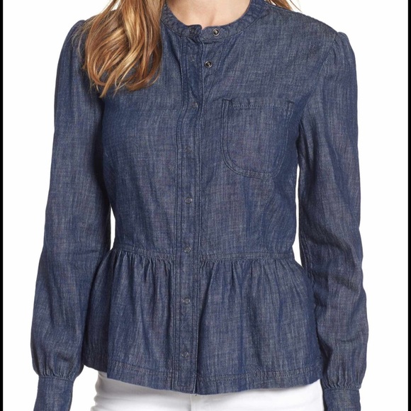 Lucky Brand Denim Peplum Shirt - Picture 2 of 7